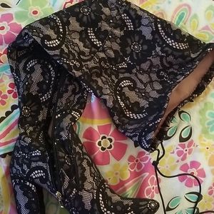 Knee high nude and black lace boots